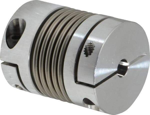 Lovejoy - 1/4" Max Bore Diam, Flexible Bellows Clamp Coupling - 1.28" OD, 1.614" OAL, Aluminum Hub with Stainless Steel Bellows - Benchmark Tooling