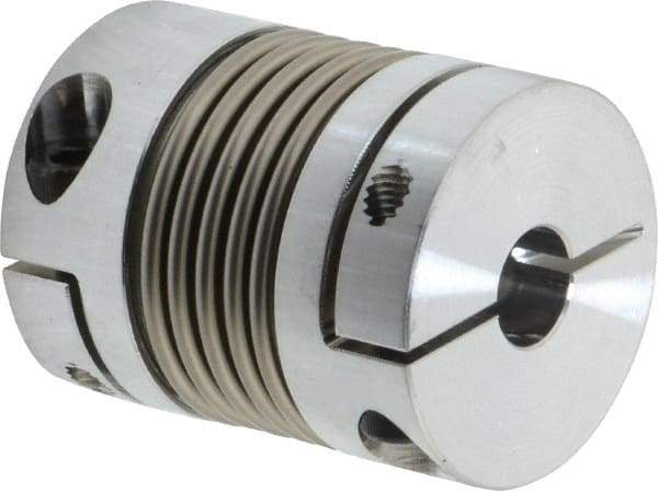 Lovejoy - 3/8" Max Bore Diam, Flexible Bellows Clamp Coupling - 1.28" OD, 1.614" OAL, Aluminum Hub with Stainless Steel Bellows - Benchmark Tooling