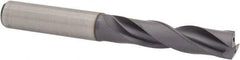 Kennametal - 7/16" 180° Spiral Flute Solid Carbide Screw Machine Drill Bit - TiAlN Finish, Right Hand Cut, 2-11/64" Flute Length, 102mm OAL, Flat-Bottom Point, Straight Shank, Through Coolant - Benchmark Tooling