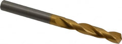 Guhring - 7.7mm 140° Solid Carbide Jobber Drill - TiN Finish, Right Hand Cut, Spiral Flute, Straight Shank, 90mm OAL, SU Point - Benchmark Tooling