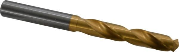 Guhring - 10mm 140° Solid Carbide Jobber Drill - TiN Finish, Right Hand Cut, Spiral Flute, Straight Shank, 105mm OAL, SU Point - Benchmark Tooling
