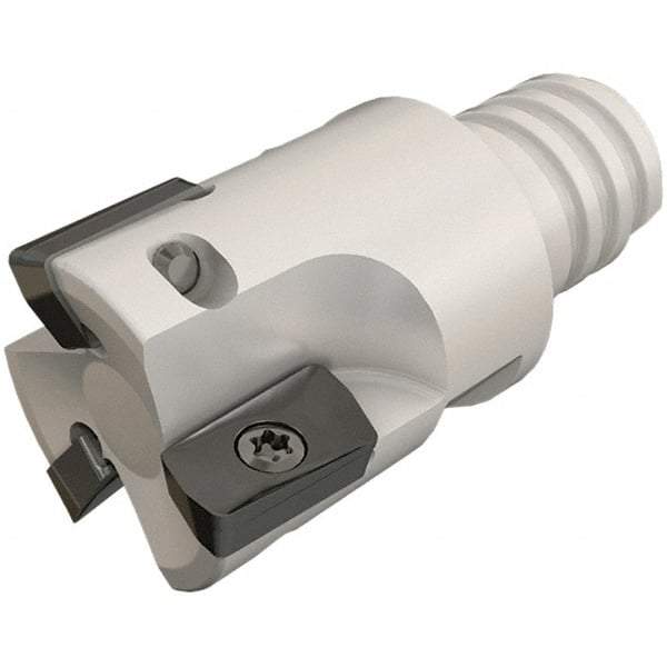 Iscar - 1/2" Cut Diam, 0.303" Max Depth of Cut, 0.65" OAL, Indexable Square Shoulder End Mill - HP ANKT 0702.. Inserts, T08 Modular Connection, 90° Lead Angle, Series Heliplus, Multimaster - Benchmark Tooling