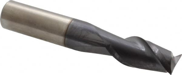 Accupro - 1/2", 2 Flute, Single End, Solid Carbide, 0.015" Corner Radius End Mill - 3" OAL, 40° Helix, Right Hand Flute, 1" LOC, Right Hand Cut - Benchmark Tooling