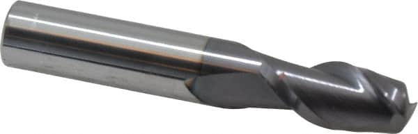 Accupro - 1/2", 2 Flute, Single End, Solid Carbide, 0.045" Corner Radius End Mill - 3" OAL, 40° Helix, Right Hand Flute, 1" LOC, Right Hand Cut - Benchmark Tooling