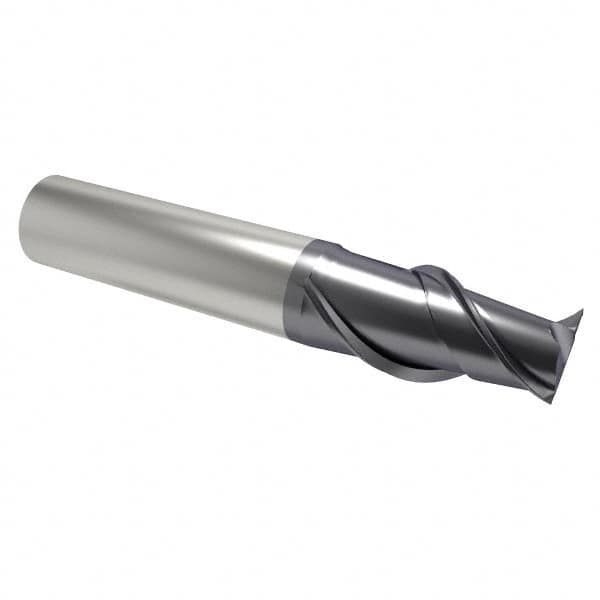 Accupro - 1/2", 2 Flute, Single End, Solid Carbide, 0.06" Corner Radius End Mill - 3" OAL, 40° Helix, Right Hand Flute, 1" LOC, Right Hand Cut - Benchmark Tooling