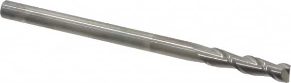 Accupro - 1/4", 1" LOC, 1/4" Shank Diam, 4" OAL, 2 Flute, Solid Carbide Square End Mill - Single End, Uncoated, Spiral Flute, 40° Helix, Centercutting, Right Hand Cut, Right Hand Flute - Benchmark Tooling