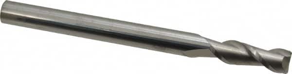 Accupro - 1/2", 1-1/2" LOC, 1/2" Shank Diam, 6" OAL, 2 Flute, Solid Carbide Square End Mill - Single End, Uncoated, Spiral Flute, 40° Helix, Centercutting, Right Hand Cut, Right Hand Flute - Benchmark Tooling