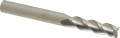 Accupro - 5/16", 1-1/8" LOC, 5/16" Shank Diam, 3" OAL, 3 Flute, Solid Carbide Square End Mill - Single End, Uncoated, Spiral Flute, 40° Helix, Centercutting, Right Hand Cut, Right Hand Flute - Benchmark Tooling