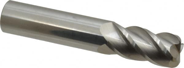Accupro - 3/4", 4 Flute, Single End, Solid Carbide, 1/8" Corner Radius End Mill - 4" OAL, 40° Helix, Right Hand Flute, 1-1/2" LOC, Right Hand Cut - Benchmark Tooling