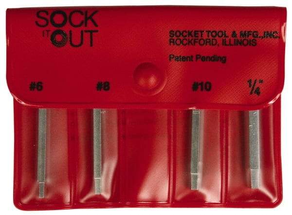 Sock It Out - 4 Piece Button Head Cap Screw Extractor Set - Screw Range #6 to 1/4" - Benchmark Tooling