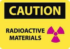 NMC - "Caution - Radioactive Materials", 10" Long x 14" Wide, Pressure-Sensitive Vinyl Safety Sign - Rectangle, 0.004" Thick, Use for Accident Prevention - Benchmark Tooling
