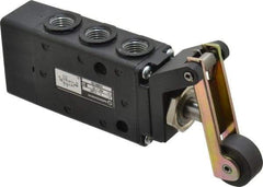 Norgren - 0.98 CV Rate, 1/4" NPT Inlet 5/2 Super Mechanical Valve - 1/4" NPT Inlet, Packed Spool Valve, Roller Lever Actuator - Benchmark Tooling