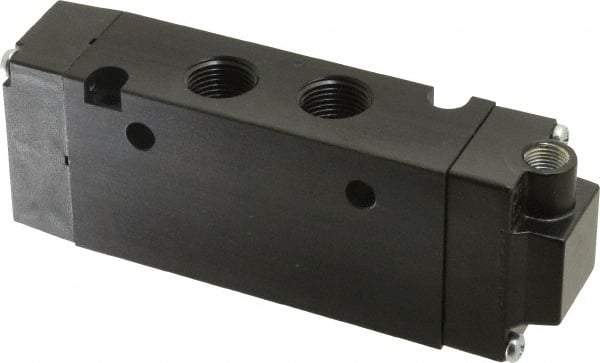 Parker - 3/8", 4-Way Body Ported Stacking Solenoid Valve - 2.7 CV Rate, 1.89" High x 5.26" Long - Benchmark Tooling