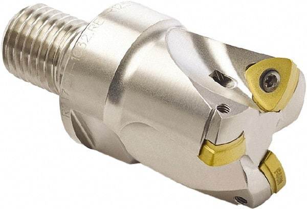 Seco - 32mm Cut Diam, 0.039" Max Depth, M16 Modular Connection Indexable High-Feed End Mill - Screw Holding Method, 218.19-125 Insert, R217.21 Toolholder, Through Coolant - Benchmark Tooling