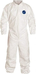 Dupont - Size L Film Laminate General Purpose Coveralls - White, Zipper Closure, Elastic Cuffs, Elastic Ankles, Serged Seams - Benchmark Tooling