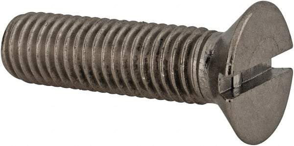 Value Collection - M12x1.75 Metric Coarse, 45mm OAL Slotted Drive Machine Screw - Flat Head, Grade 18-8 & A2 Stainless Steel, Uncoated, Without Washer - Benchmark Tooling