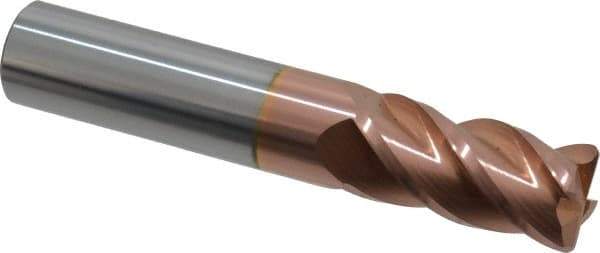 Accupro - 5/8", 4 Flute, Single End, Solid Carbide, 0.06" Corner Radius End Mill - 3-1/2" OAL, 40° Helix, Right Hand Flute, 1-1/4" LOC, Right Hand Cut - Benchmark Tooling