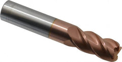 Accupro - 5/8", 4 Flute, Single End, Solid Carbide, 0.09" Corner Radius End Mill - 3-1/2" OAL, 40° Helix, Right Hand Flute, 1-1/4" LOC, Right Hand Cut - Benchmark Tooling