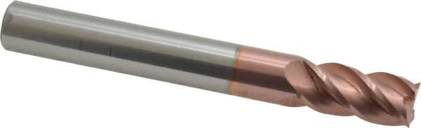 Accupro - 1/2", 1" LOC, 1/2" Shank Diam, 4" OAL, 4 Flute, Solid Carbide Square End Mill - Single End, TiCN Finish, Spiral Flute, 40° Helix, Centercutting, Right Hand Cut, Right Hand Flute - Benchmark Tooling