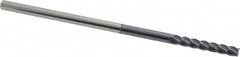Accupro - 1/8", 3/4" LOC, 1/8" Shank Diam, 3" OAL, 4 Flute, Solid Carbide Square End Mill - Single End, AlTiN Finish, Spiral Flute, 40° Helix, Centercutting, Right Hand Cut, Right Hand Flute - Benchmark Tooling