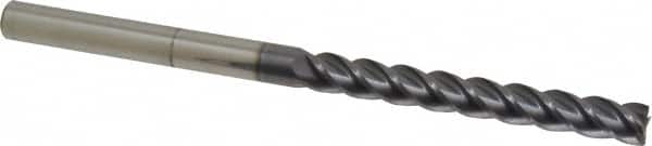 Accupro - 3/8", 3" LOC, 3/8" Shank Diam, 6" OAL, 4 Flute, Solid Carbide Square End Mill - Single End, AlTiN Finish, Spiral Flute, 40° Helix, Centercutting, Right Hand Cut, Right Hand Flute - Benchmark Tooling