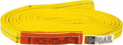 Lift-All - 12' Long x 1" Wide, 6,200 Lb Vertical Capacity, 2 Ply, Polyester Web Sling - 4,900 Lb Choker Capacity, Yellow - Benchmark Tooling