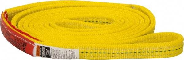 Lift-All - 8' Long x 1" Wide, 6,200 Lb Vertical Capacity, 2 Ply, Polyester Web Sling - 4,900 Lb Choker Capacity, Yellow - Benchmark Tooling
