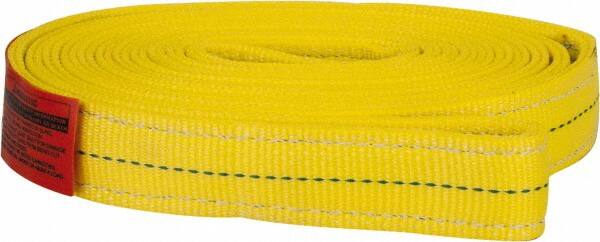 Lift-All - 10' Long x 2" Wide, 12,200 Lb Vertical Capacity, 2 Ply, Polyester Web Sling - 9,800 Lb Choker Capacity, Yellow - Benchmark Tooling