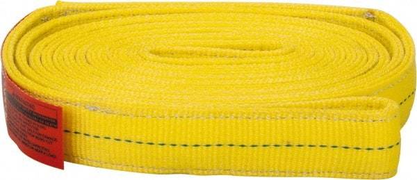 Lift-All - 12' Long x 2" Wide, 12,200 Lb Vertical Capacity, 2 Ply, Polyester Web Sling - 9,800 Lb Choker Capacity, Yellow - Benchmark Tooling