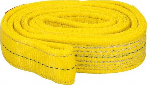 Lift-All - 4' Long x 2" Wide, 12,200 Lb Vertical Capacity, 2 Ply, Polyester Web Sling - 9,800 Lb Choker Capacity, Yellow - Benchmark Tooling