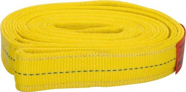 Lift-All - 8' Long x 2" Wide, 12,200 Lb Vertical Capacity, 2 Ply, Polyester Web Sling - 9,800 Lb Choker Capacity, Yellow - Benchmark Tooling