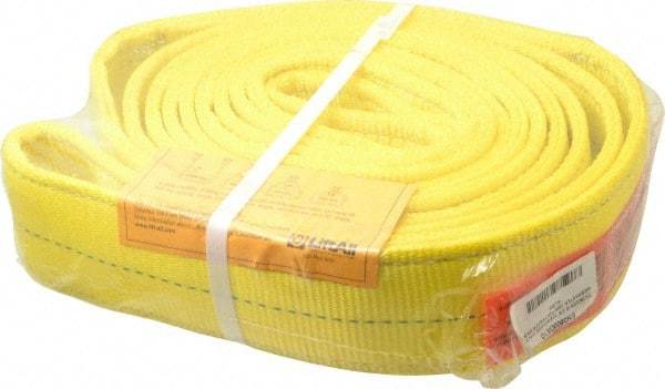 Lift-All - 10' Long x 3" Wide, 16,300 Lb Vertical Capacity, 2 Ply, Polyester Web Sling - 13,000 Lb Choker Capacity, Yellow - Benchmark Tooling