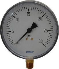 Wika - 4" Dial, 1/4 Thread, 0-30 Scale Range, Pressure Gauge - Lower Connection Mount, Accurate to 3-2-3% of Scale - Benchmark Tooling