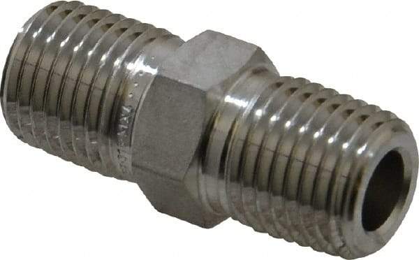 Ham-Let - 1/4" Grade 316 Stainless Steel Pipe Hex Nipple - MNPT End Connections, 7,500 psi - Benchmark Tooling