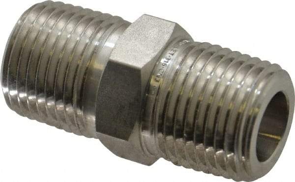 Ham-Let - 1/2" Grade 316 Stainless Steel Pipe Hex Nipple - MNPT End Connections, 7,200 psi - Benchmark Tooling