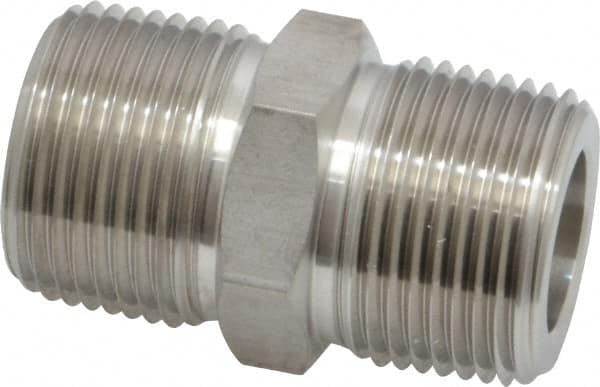 Ham-Let - 3/4" Grade 316 Stainless Steel Pipe Hex Nipple - MNPT End Connections, 6,800 psi - Benchmark Tooling
