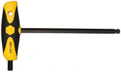 Wiha - 3/8" Hex, T-Handle Cushion Grip, Ball End Hex Key - 7-29/32" OAL, Inch System of Measurement - Benchmark Tooling