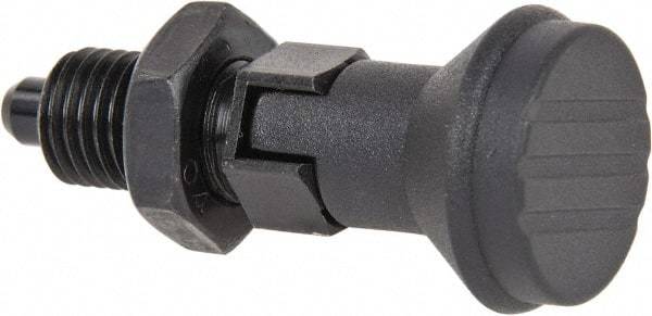 Gibraltar - M12x1.5, 17mm Thread Length, 6mm Plunger Diam, Lockout Knob Handle Indexing Plunger - Plunger Style D, 20mm Body Length, 56mm OAL, Steel - Benchmark Tooling