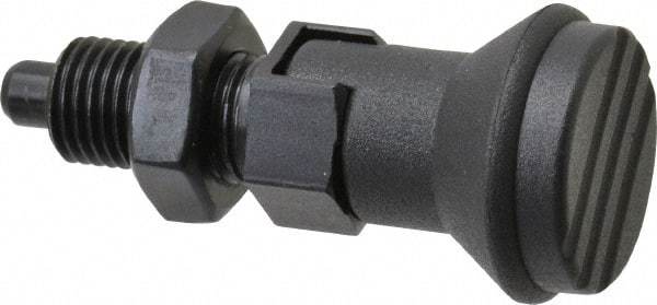 Gibraltar - 3/8-24, 15mm Thread Length, 5mm Plunger Diam, Lockout Knob Handle Indexing Plunger - Plunger Style D, 17mm Body Length, 47mm OAL, Steel - Benchmark Tooling