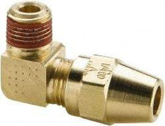 Parker - 1/2" OD, Brass Male Elbow - 400 Max Working psi, -65 to 250°F, Comp x Male NPTF Ends - Benchmark Tooling