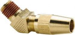 Parker - 3/8" OD, Brass Male 45° Elbow - 400 Max Working psi, -65 to 250°F, Comp x Male NPTF Ends - Benchmark Tooling