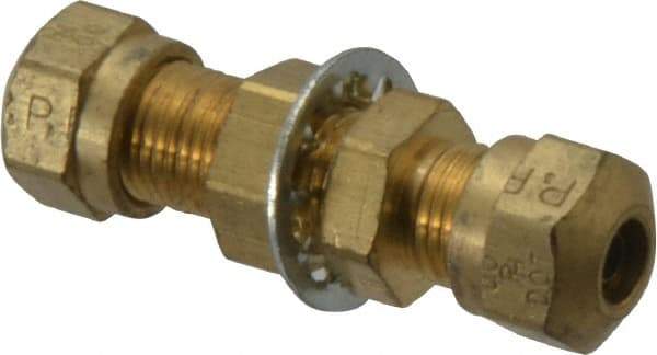 Parker - 1/4" OD, Brass Union - 150 Max Working psi, -40 to 200°F, Comp x Comp Ends - Benchmark Tooling