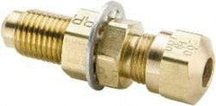 Parker - 1/2" OD, Brass Bulkhead Union - 150 Max Working psi, -40 to 200°F, Comp x Comp Ends - Benchmark Tooling