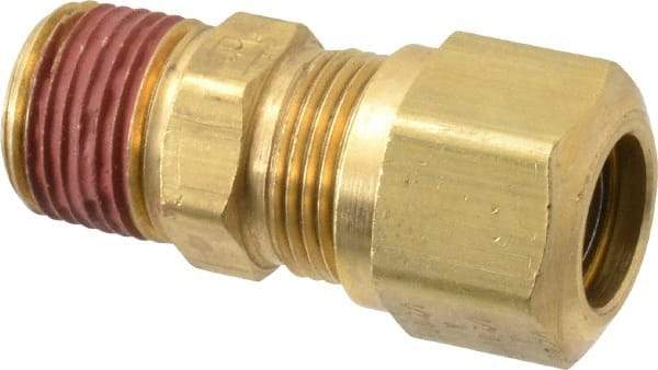 Parker - 1/2" OD, Brass Male Connector - 150 Max Working psi, -40 to 200°F, Comp x MNPT Ends - Benchmark Tooling