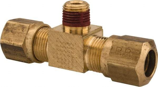 Parker - 3/8" OD, Brass Male Branch Tee - 150 Max Working psi, -40 to 200°F, Comp x Comp x MNPT Ends - Benchmark Tooling