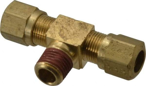 Parker - 3/8" OD, Brass Male Branch Tee - 150 Max Working psi, -40 to 200°F, Comp x Comp x MNPT Ends - Benchmark Tooling