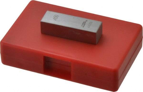 SPI - 0.45" Rectangular Steel Gage Block - Accuracy Grade AS-1, Includes NIST Traceability Certification - Benchmark Tooling