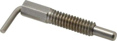 Vlier - 1/4-20 Thread, 0.8" Thread Length, 0.16" Plunger Diam, 0.5 Lb Init to 2.5 Lb Final End Force, Stainless Steel L Handle Plunger - 1-1/4" Body Length, 0.8" Length Under Head, Locking Element, 0.38" Plunger Projection - Benchmark Tooling