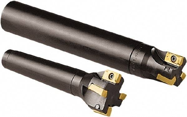 Seco - 32mm Cut Diam, 15mm Max Depth of Cut, 32mm Shank Diam, 195mm OAL, Indexable Square Shoulder End Mill - AP.. 1604.. Inserts, Cylindrical Shank, 90° Lead Angle - Benchmark Tooling