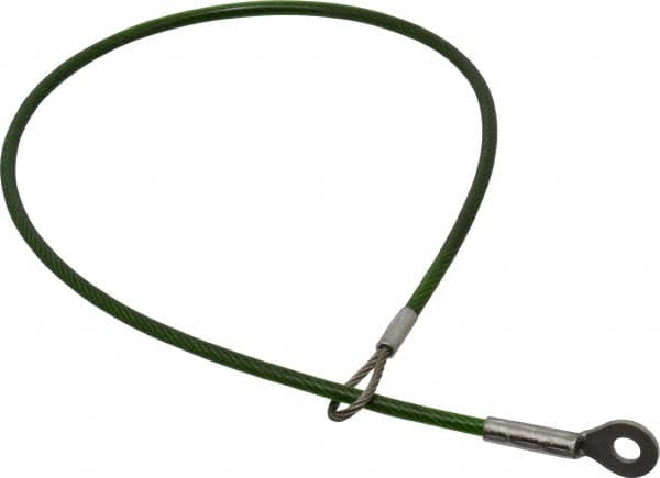 Jergens - 16" Long, Stainless Steel Cable Loop & Eye End, Quick Release Pin Lanyard - 1/16" Cable Diam, 3/16" Hole Diam, Nylon Cable - Benchmark Tooling